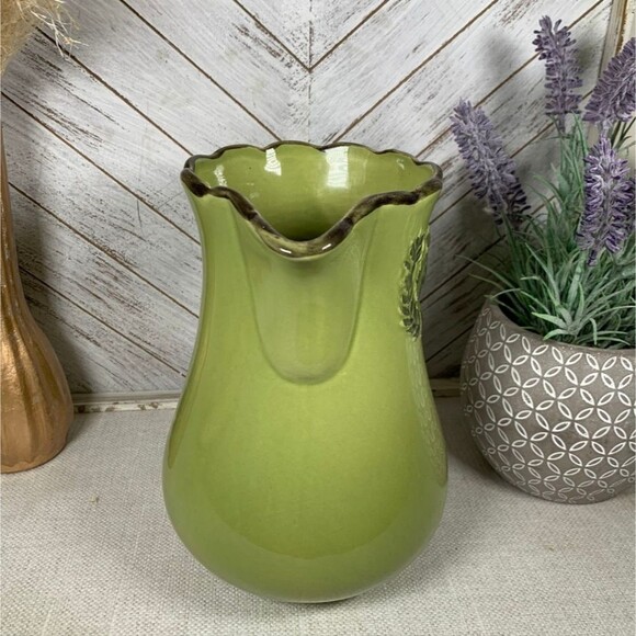 Vintage French Country Olive Green Home Essentials And Beyond Pitcher Bumble Bee - Picture 5 of 7